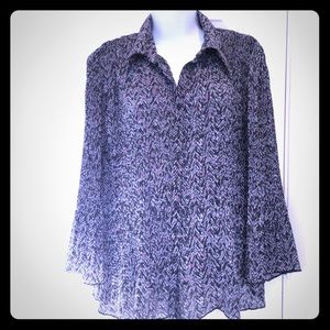 Covington Women Blouse, Accordion Blouse, Size L